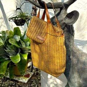 Eric Javits raffia tote & zipper clutch